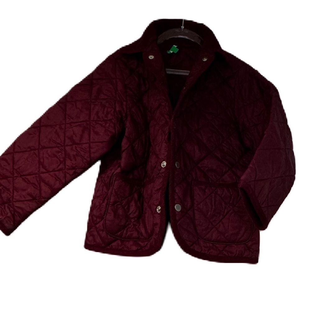 United Benneton girls XS Maroon jacket pea coat snap fall spring light casual
